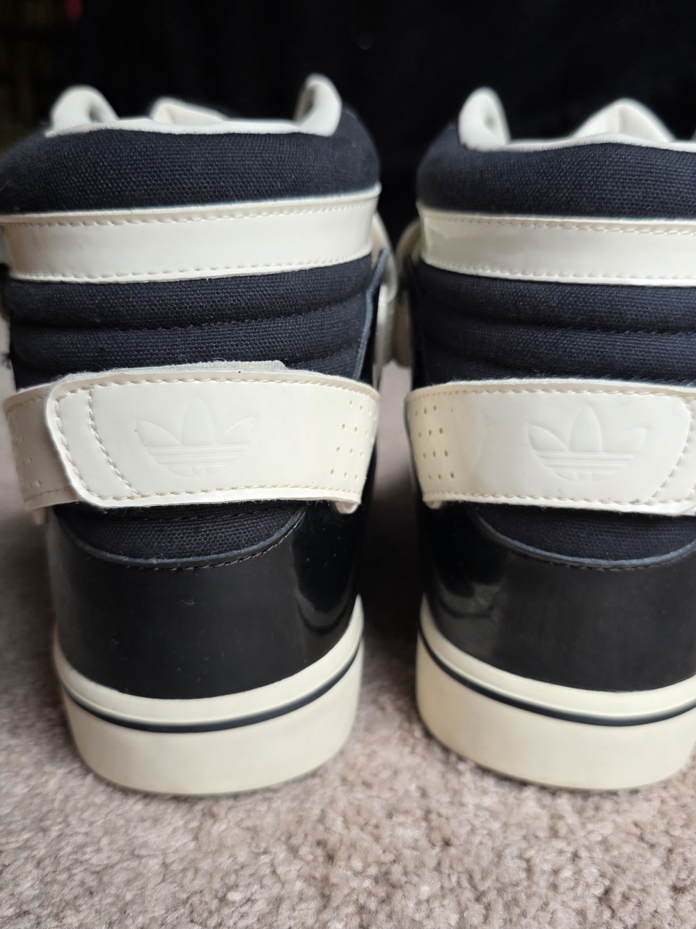 Adidas Originals Black White Patent Leather Strap High Top Sneakers Men’s 10 - Picture 13 of 14